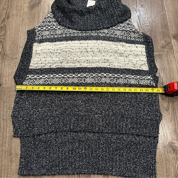 BCBGmaxazria Womens Sweater M/L Blue Wool Elinor Knit Cowl Neck Fair isle Hi-Low - Picture 5 of 12